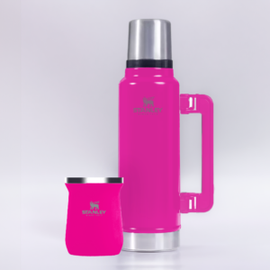 Combo Premium Mate + Termo 1.2 Litros Simil Stanley Rosa Chicle