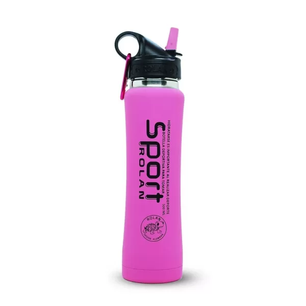 Botella Deportiva Rolan Térmica Acero Inoxidable Engomado 500ml Rosa