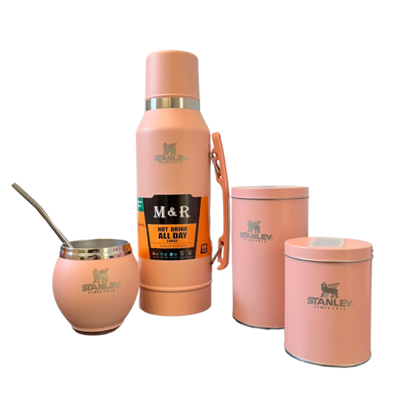 Combo Premium Mate + Termo 1L + Bombilla + Accerorios Simil Stanley ROSA