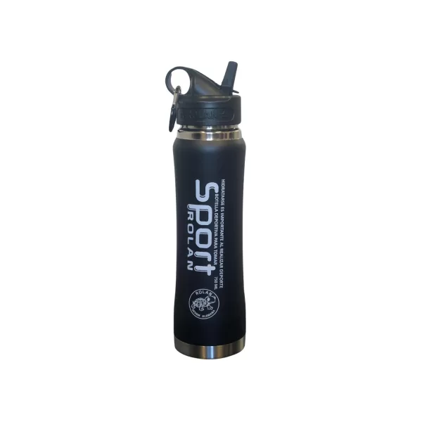 Botella Deportiva Rolan Térmica Acero Inoxidable Engomado 750ml COLOR NEGRO