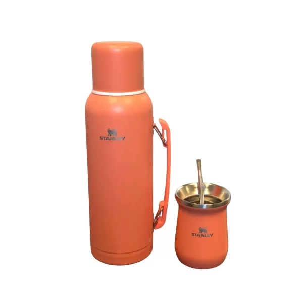 Kit Premium Mate + Termo 1 Litro + Bombilla Simil Stanley Nuevo Modelo COLOR SALMON