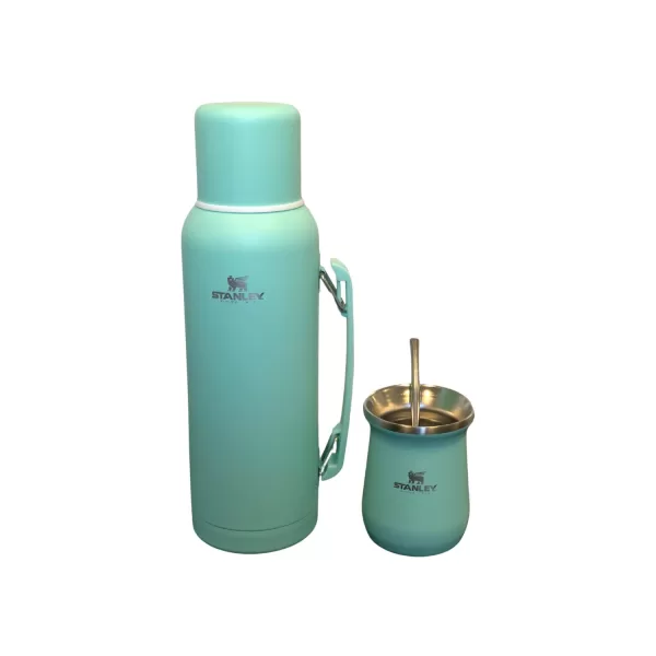 Kit Premium Mate + Termo 1 Litro + Bombilla Simil Stanley Nuevo Modelo COLOR TURQUESA