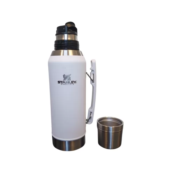 Termo Premium 1.2L Símil Stanley con pico cebador y manija rebatible BLANCO - Imagen 3