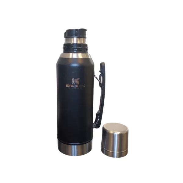 Termo Premium 1.2L Símil Stanley con pico cebador y manija rebatible NEGRO - Imagen 2